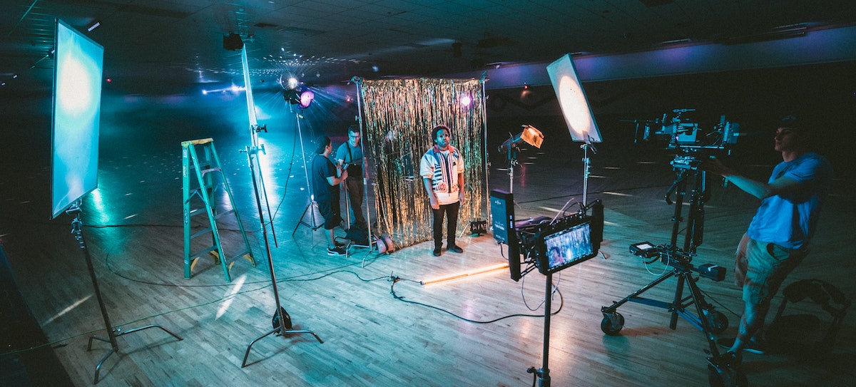 Keep yourself safe: image of a film crew in a studio