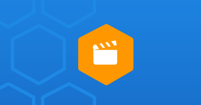 filmmaking icon on a blue background