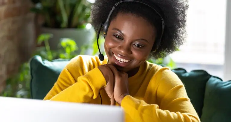 Voice over session: image of a woman talking via Zoom