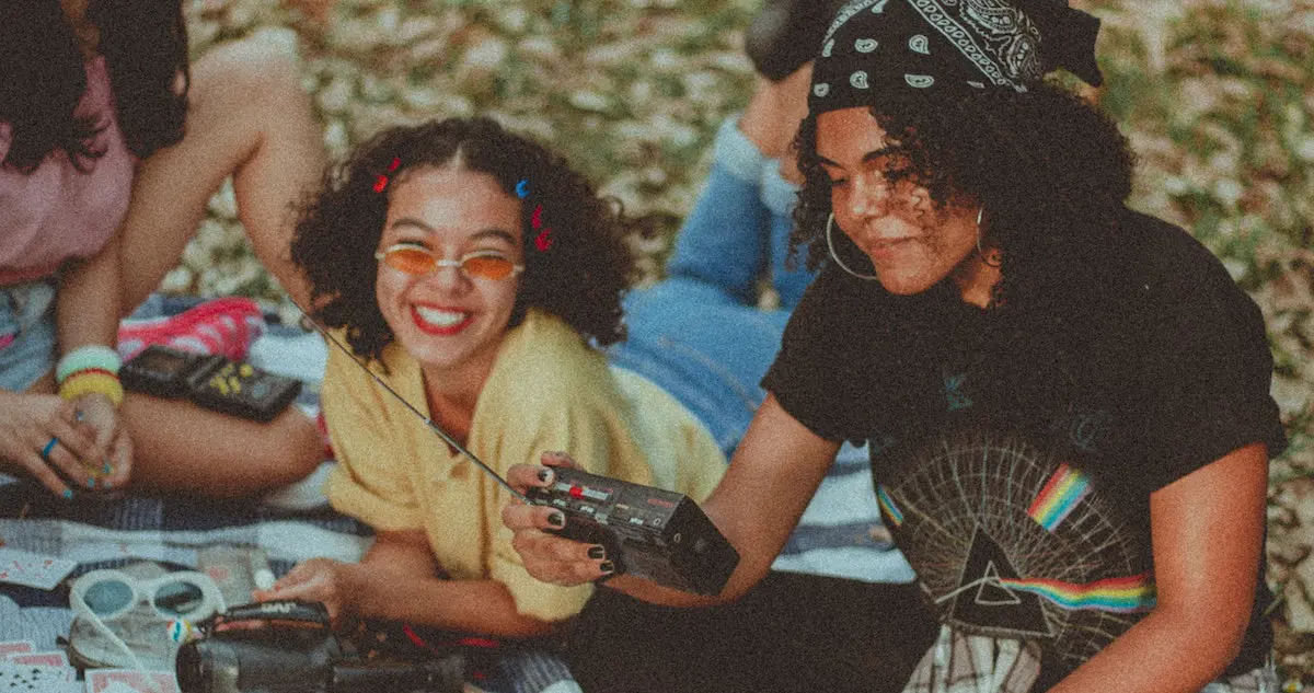 women listening to radio